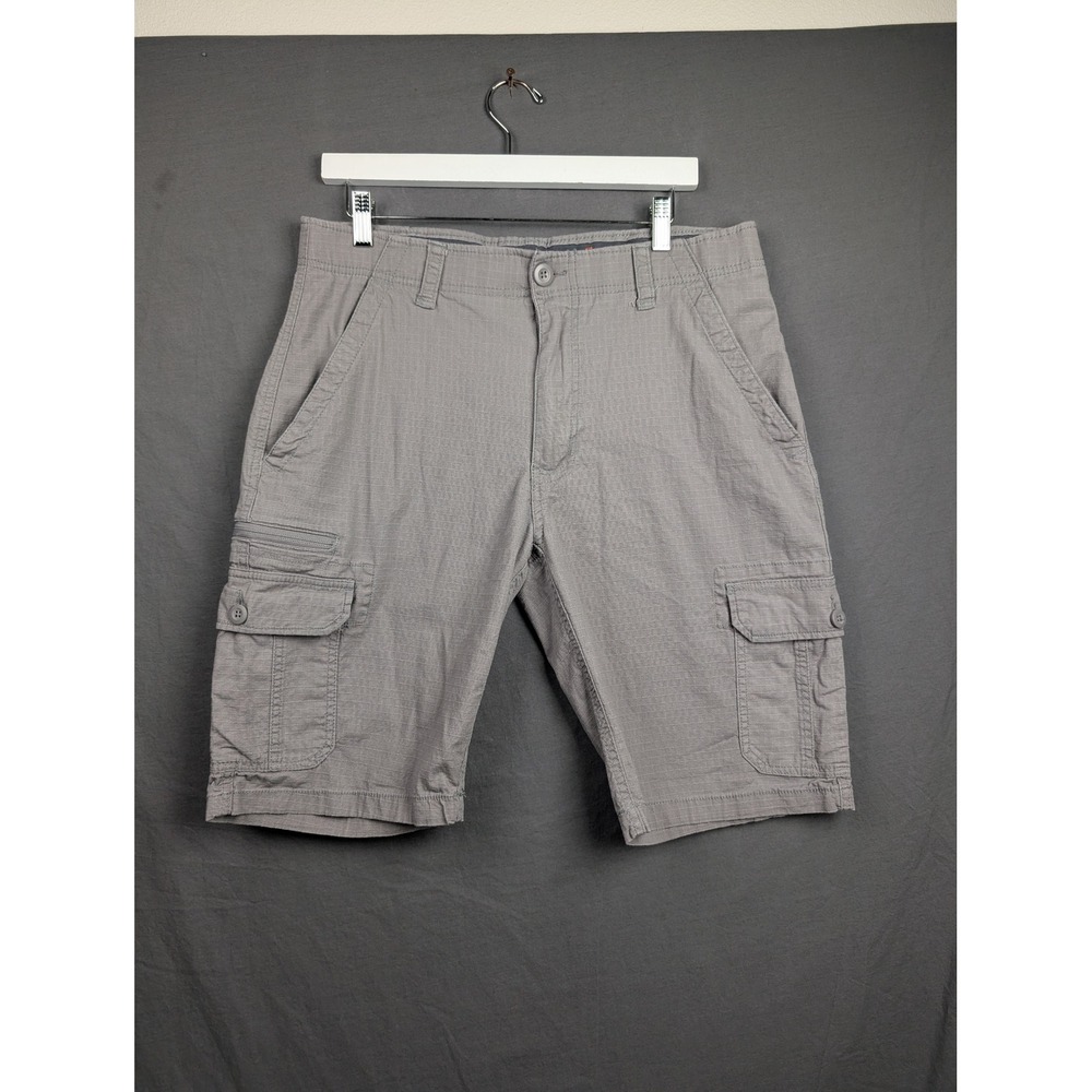 WearFirst Mens Grey Cargo Shorts Stretch Ripstop Size 34